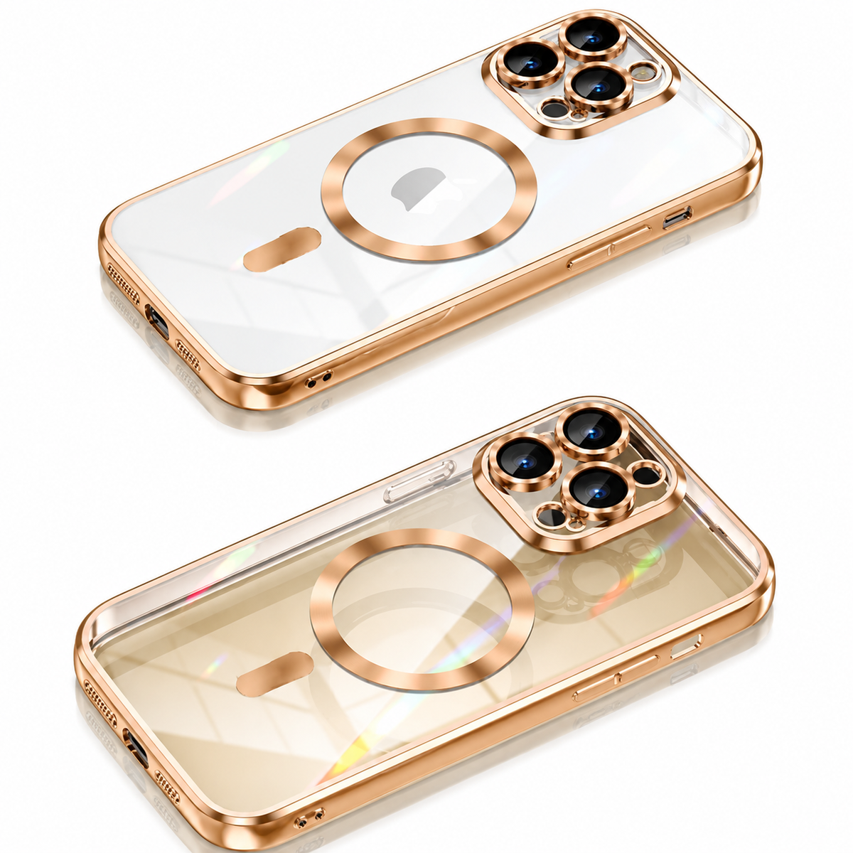 Premium iPhone Case MagSafe Clear TPU Magnetic Shockproof Protective Cover Camera Lens Protection Plated Edge Anti Fingerprint Anti Scratch Non Slip Slim
