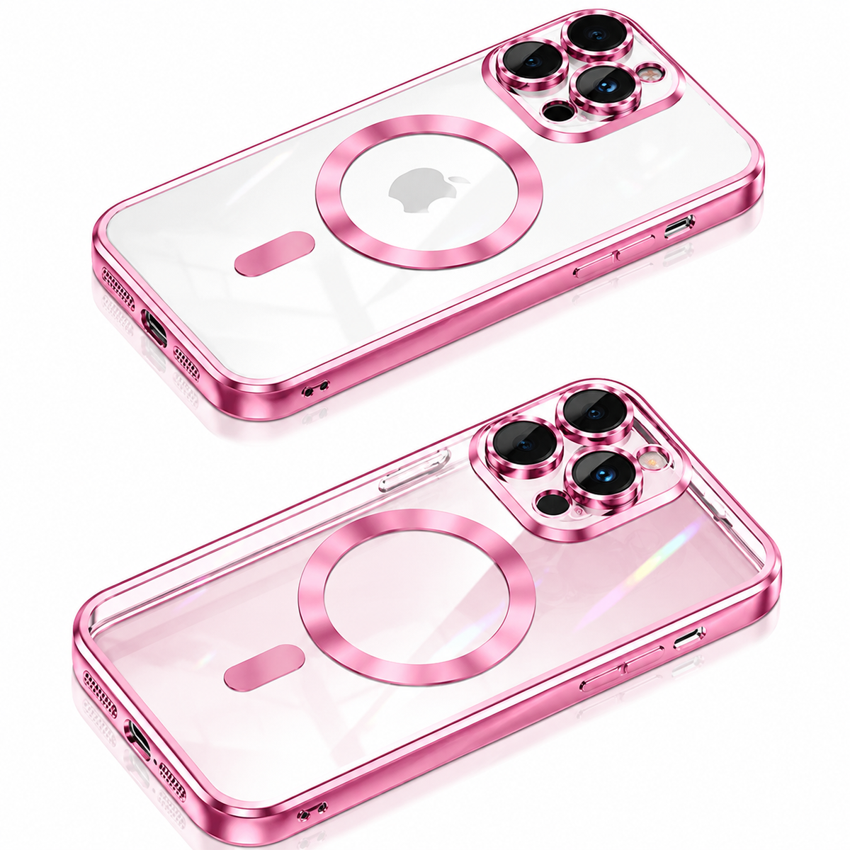 Premium iPhone Case MagSafe Clear TPU Magnetic Shockproof Protective Cover Camera Lens Protection Plated Edge Anti Fingerprint Anti Scratch Non Slip Slim
