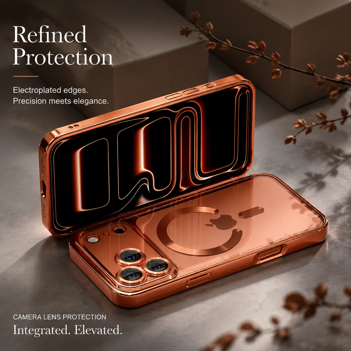 Premium iPhone Case MagSafe Clear TPU Magnetic Shockproof Protective Cover Camera Lens Protection Plated Edge Anti Fingerprint Anti Scratch Non Slip Slim