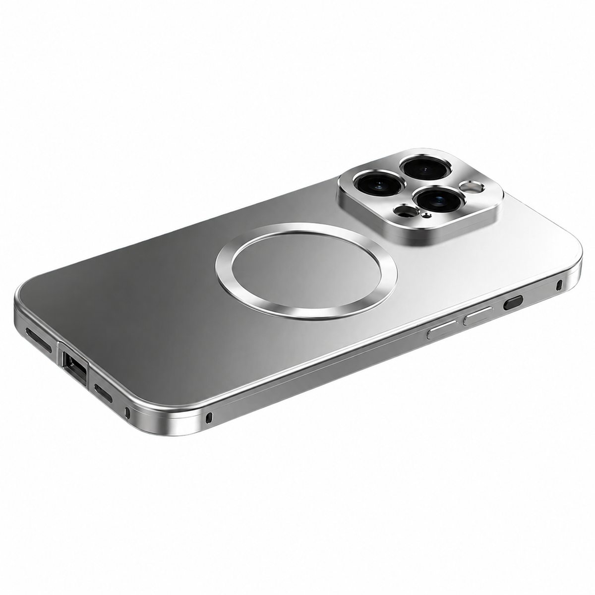 Premium iPhone Case MagSafe Compatible Aluminum Frame Frosted Back Shockproof Protective Cover Anti Scratch Slim Magnetic Full Coverage Metal Bumper