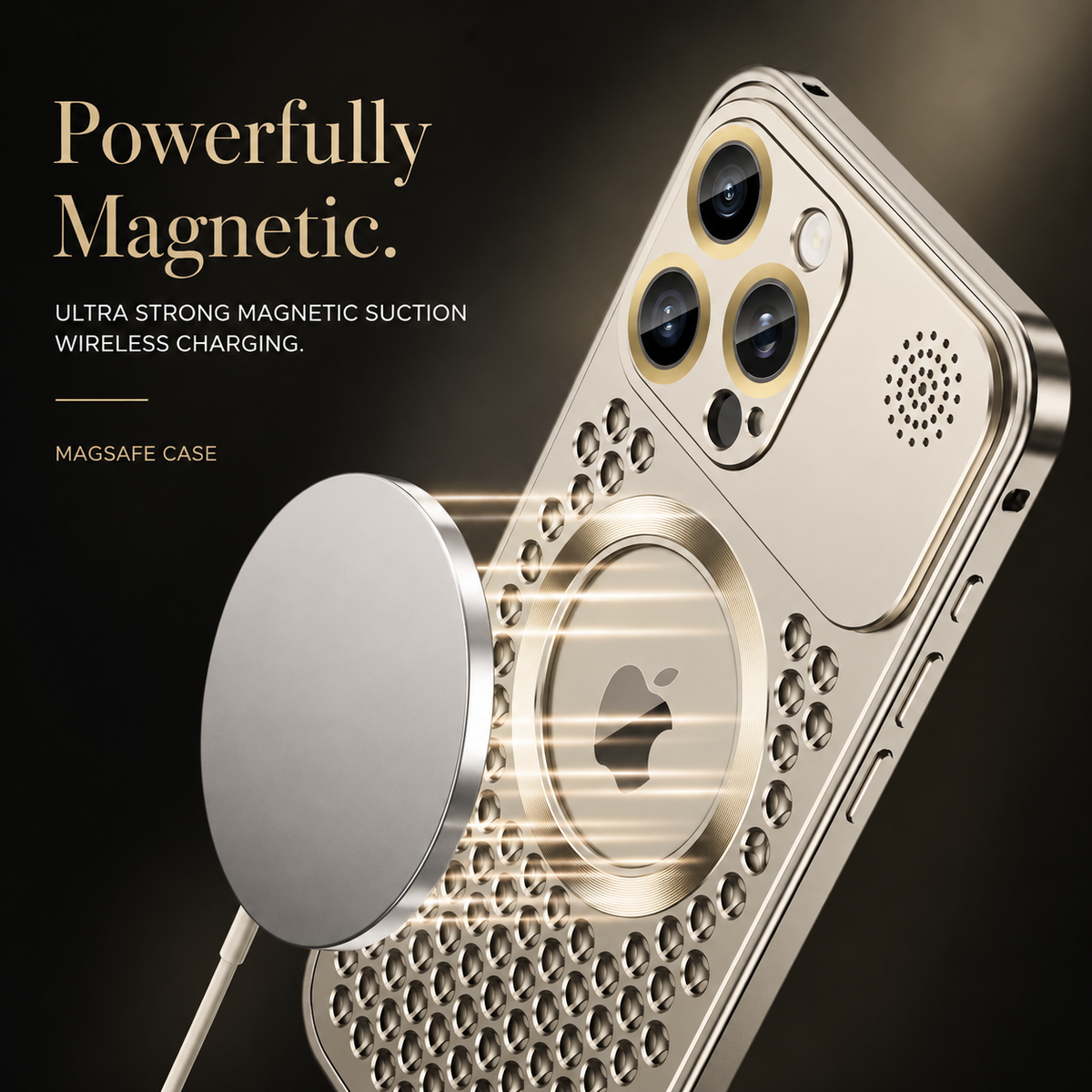Premium iPhone Case MagSafe Compatible Aluminum Frame Heat Dissipation Shockproof Protective Cover Electroplated Metal Camera Lens Protection Slim Design