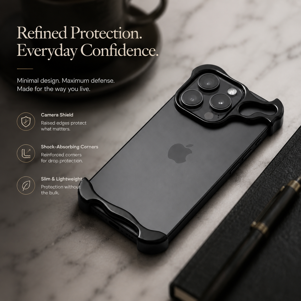 Premium iPhone Case MagSafe Compatible Aluminum Frame Protective Cover Camera Lens Protection Shockproof Ultra Thin Metal Bumper Frameless Design