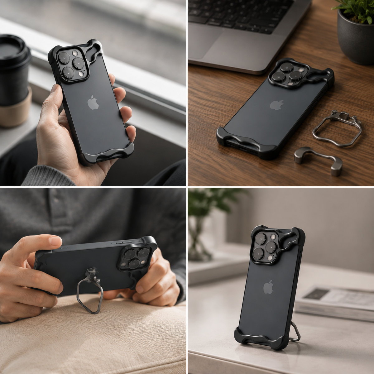 Premium iPhone Case MagSafe Compatible Aluminum Frame Protective Cover Camera Lens Protection Shockproof Ultra Thin Metal Bumper Frameless Design