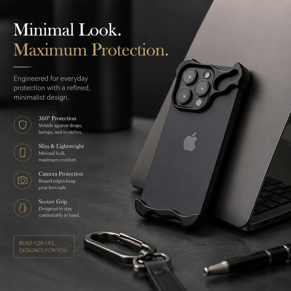 Premium iPhone Case MagSafe Compatible Aluminum Frame Protective Cover Camera Lens Protection Shockproof Ultra Thin Metal Bumper Frameless Design
