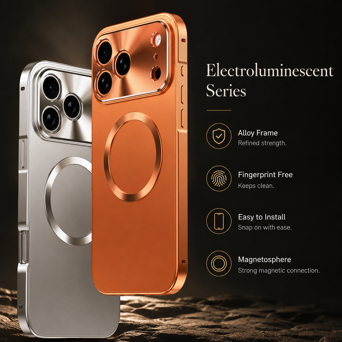Premium iPhone Case MagSafe Compatible Aluminum Frame Ultra Thin Shockproof Protective Cover Frosted PC Back Anti Scratch Anti Fingerprint Slim Matte