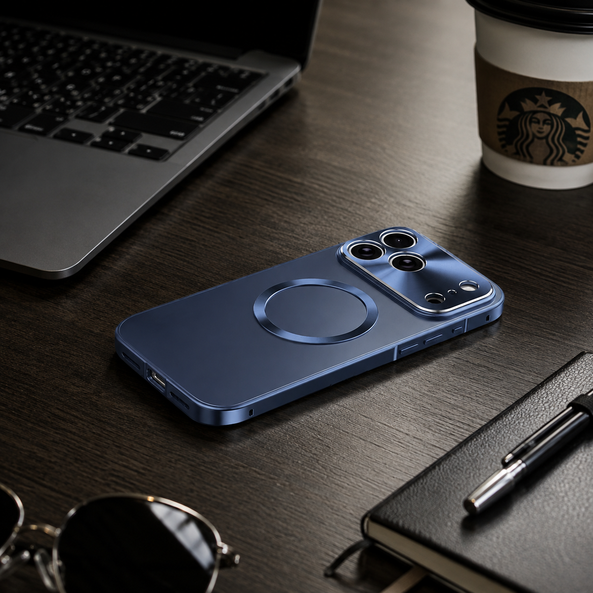 Premium iPhone Case MagSafe Compatible Aluminum Frame Ultra Thin Shockproof Protective Cover Frosted PC Back Anti Scratch Anti Fingerprint Slim Matte