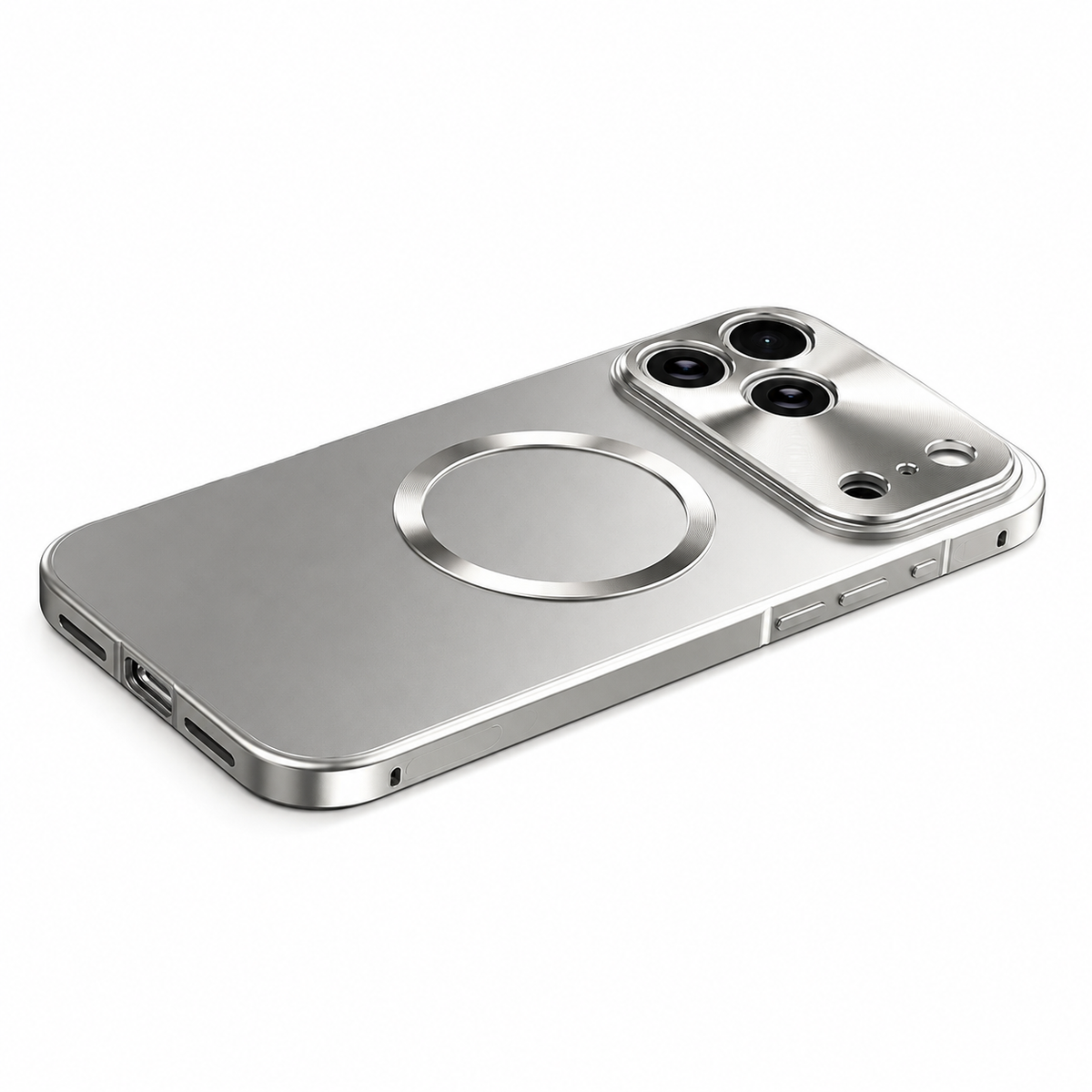 Premium iPhone Case MagSafe Compatible Aluminum Frame Ultra Thin Shockproof Protective Cover Frosted PC Back Anti Scratch Anti Fingerprint Slim Matte