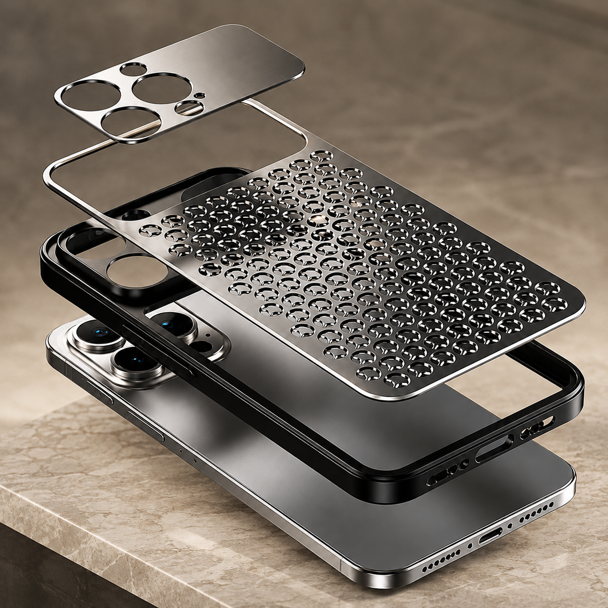 Premium iPhone Case MagSafe Compatible Aluminum Metal Breathable Cover Ultra Thin Matte Shockproof Protection Camera Lens Guard Slim Lightweight Design