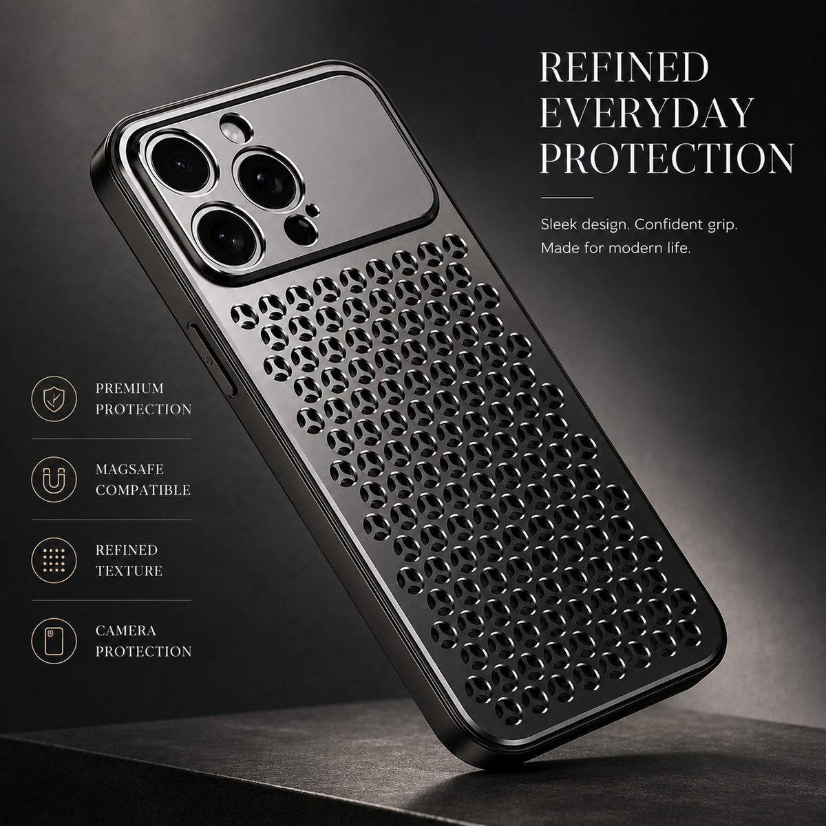 Premium iPhone Case MagSafe Compatible Aluminum Metal Breathable Cover Ultra Thin Matte Shockproof Protection Camera Lens Guard Slim Lightweight Design