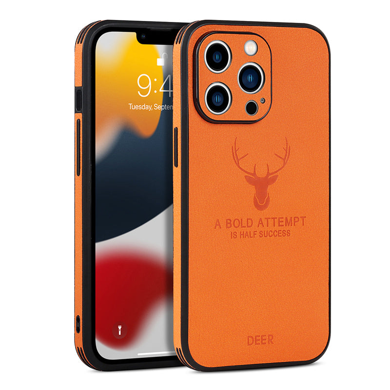 Premium iPhone Case MagSafe Compatible Canvas Texture Deer Design Shockproof Protective Cover Bumper Frame Camera Lens Protection Slim Design
