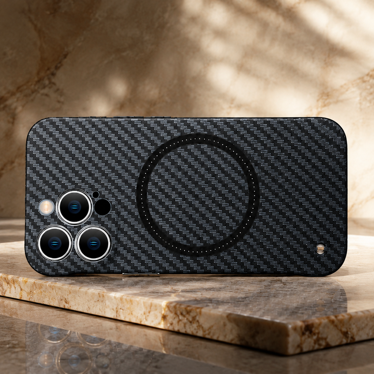 Premium iPhone Case MagSafe Compatible Carbon Fiber Magnetic Cover Shockproof Protection Camera Lens Guard Slim Lightweight Anti Scratch Durable Design