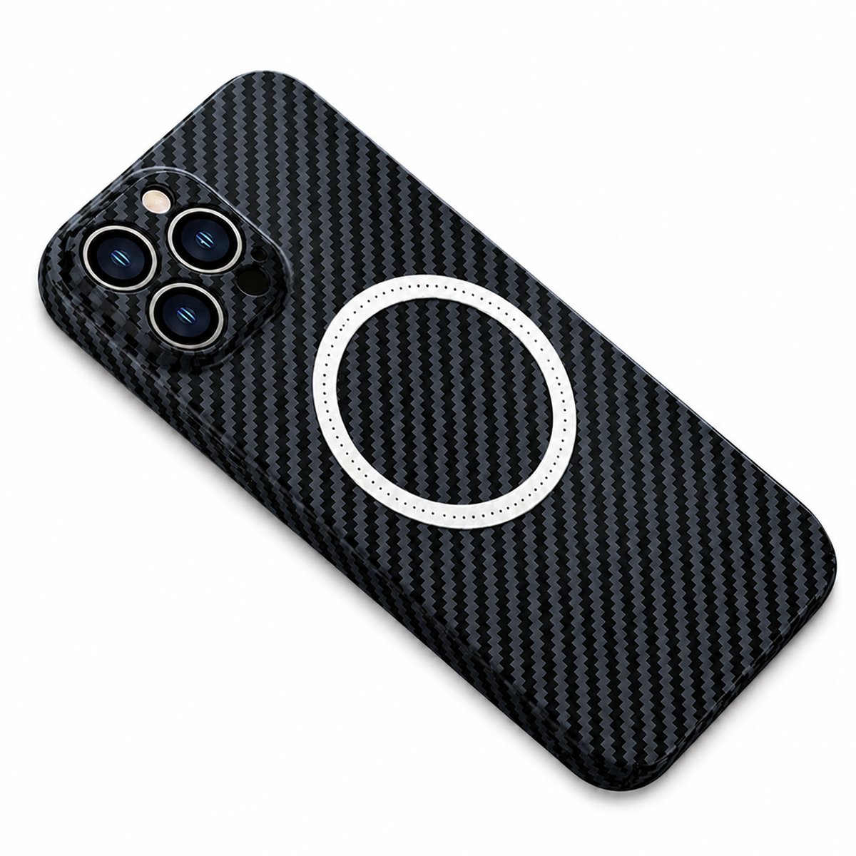 Premium iPhone Case MagSafe Compatible Carbon Fiber Magnetic Cover Shockproof Protection Camera Lens Guard Slim Lightweight Anti Scratch Durable Design