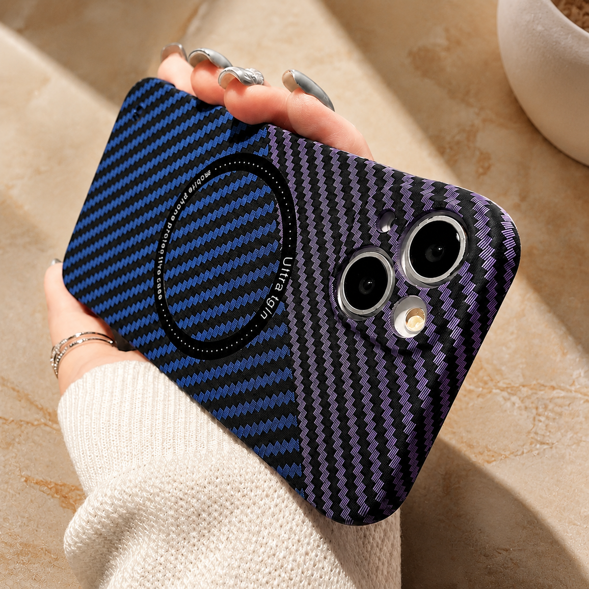 Premium iPhone Case MagSafe Compatible Carbon Fiber Magnetic Cover Shockproof Protection Camera Lens Guard Slim Lightweight Anti Scratch Durable Design