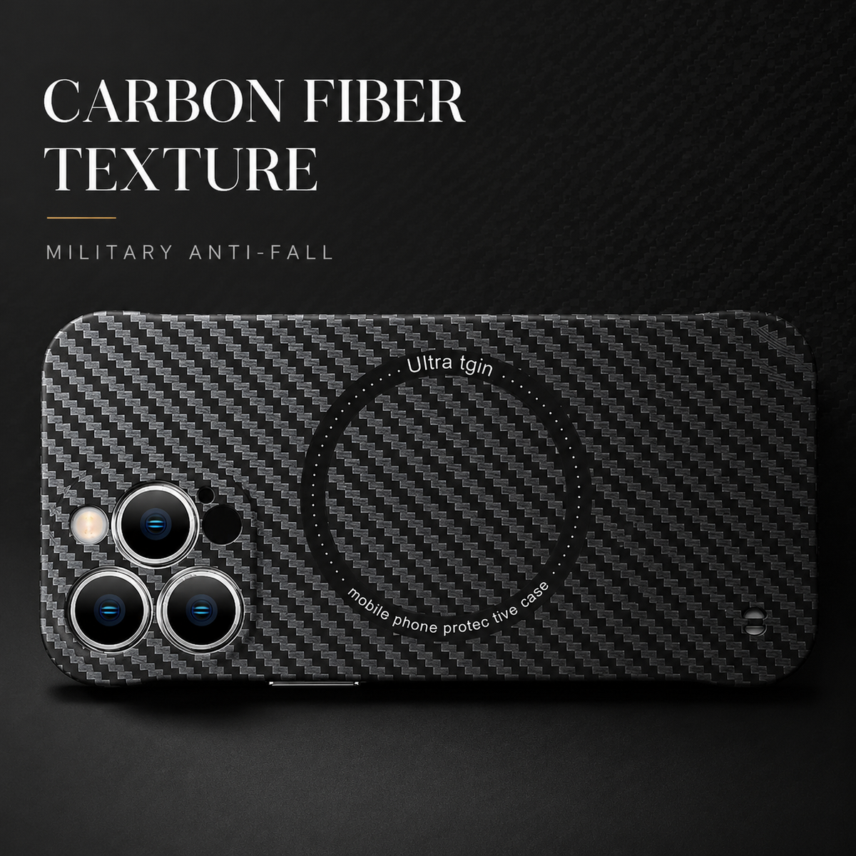 Premium iPhone Case MagSafe Compatible Carbon Fiber Magnetic Shockproof Protective Cover Camera Lens Protection Slim Lightweight Anti Scratch Design