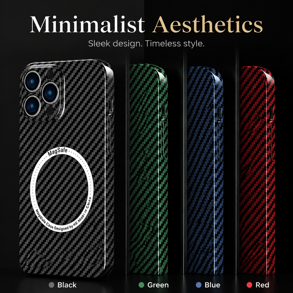 Premium iPhone Case MagSafe Compatible Carbon Fiber Magnetic Shockproof Protective Cover Camera Lens Protection Slim Lightweight Anti Scratch Design