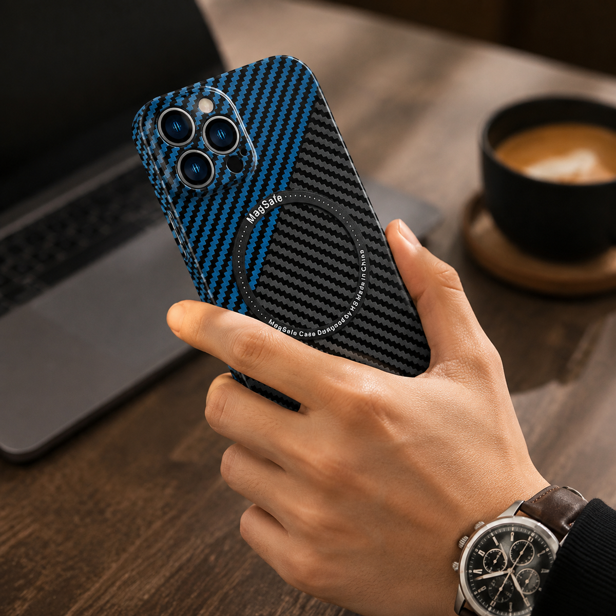Premium iPhone Case MagSafe Compatible Carbon Fiber Magnetic Shockproof Protective Cover Camera Lens Protection Slim Lightweight Anti Scratch Design
