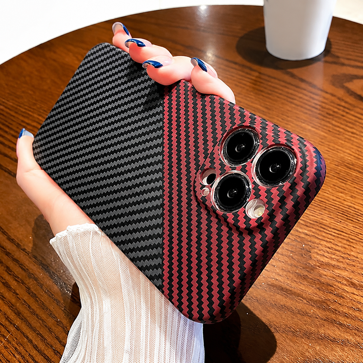 Premium iPhone Case MagSafe Compatible Carbon Fiber Texture Matte Shockproof Protective Cover Hard PC Camera Lens Protection Slim Magnetic Design