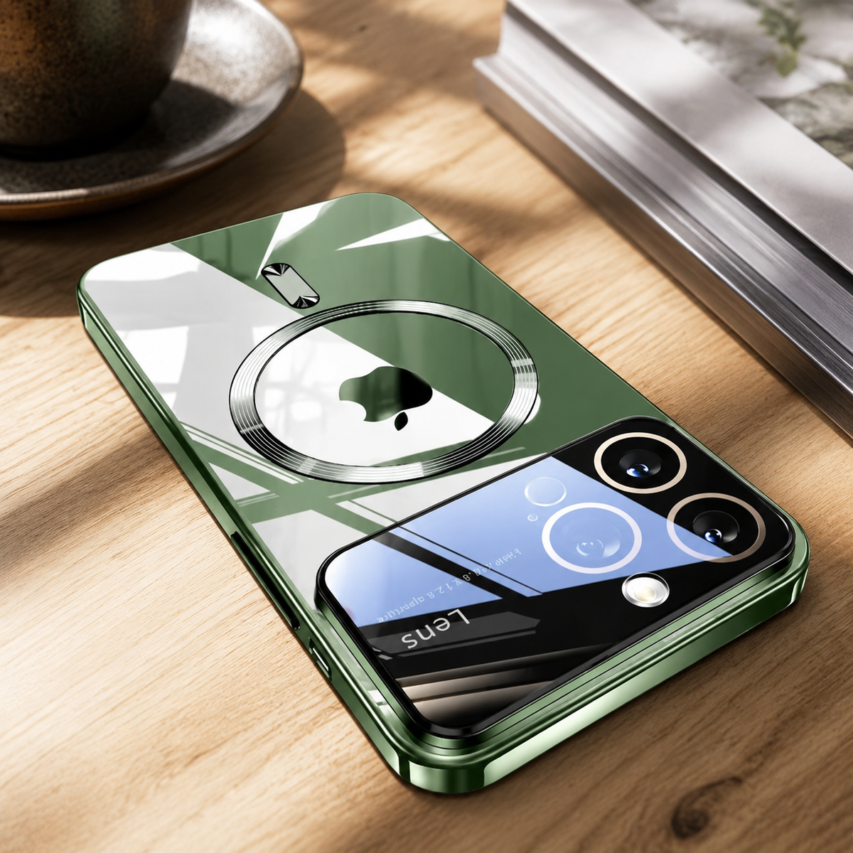 Premium iPhone Case MagSafe Compatible Clear Back Protective Cover Soft TPU Shockproof Camera Lens Protection Anti Scratch Slim Magnetic Plated Frame