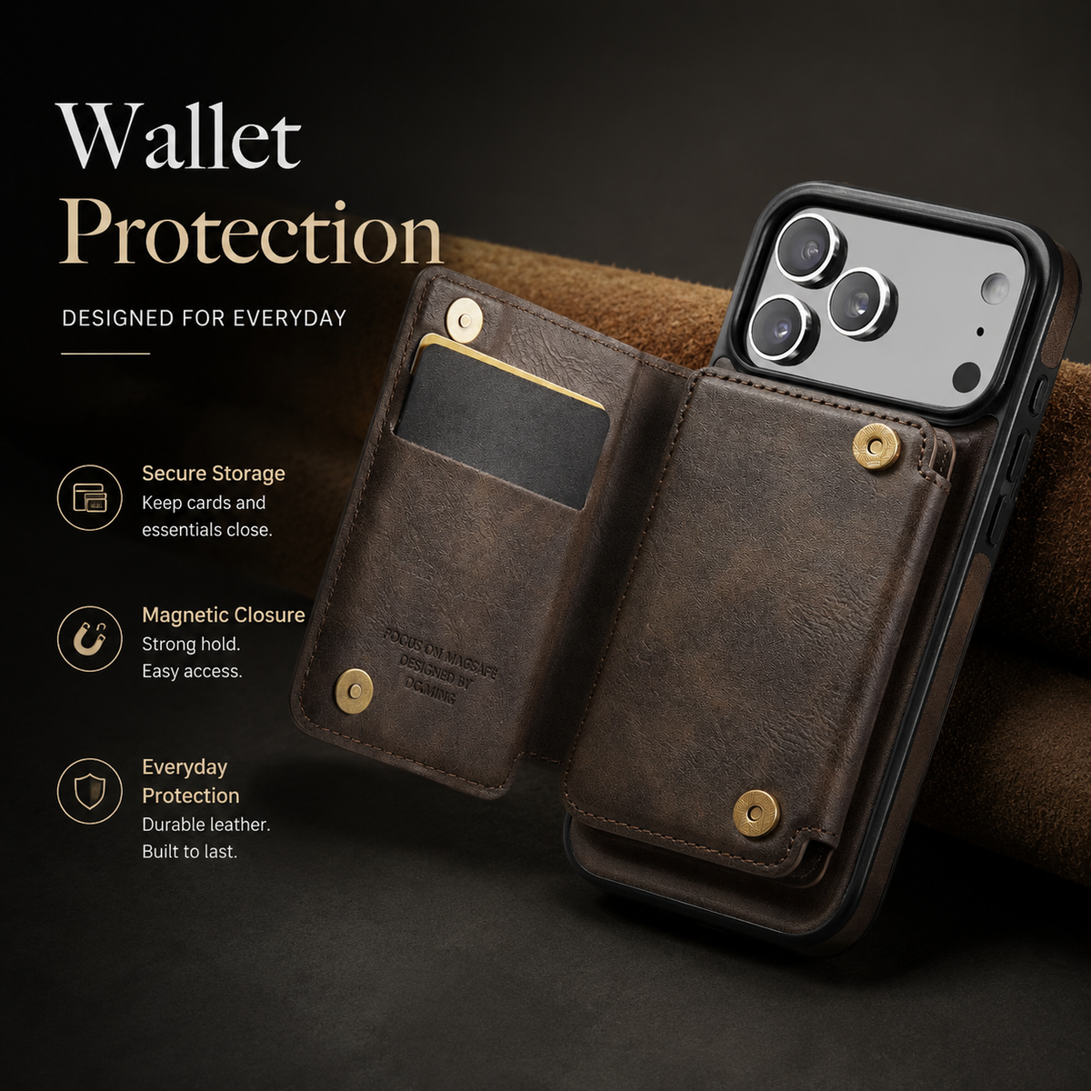 Premium iPhone Case MagSafe Compatible Detachable Wallet PU Leather Card Holder Magnetic Shockproof Protective Cover Anti Scratch Slim Secure Storage