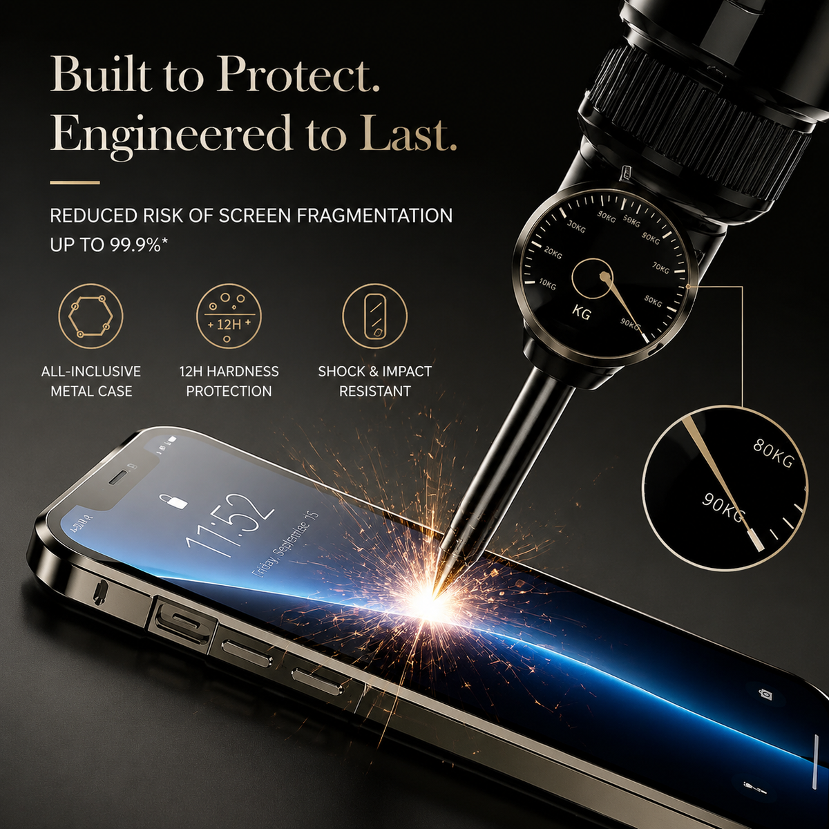 Premium iPhone Case MagSafe Compatible Double Sided Tempered Glass Privacy Screen Metal Frame Shockproof Full Body Camera Lens Protection Slim Design