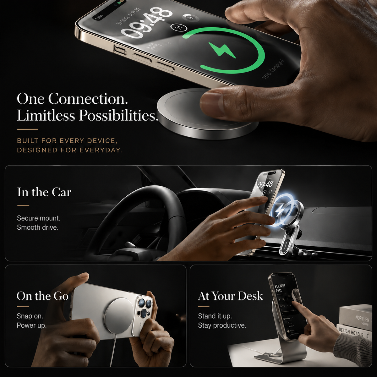 Premium iPhone Case MagSafe Compatible Electroplated Glass Magnetic Shockproof Protective Cover Camera Lens Protection Slim Reflective Hard Back Design