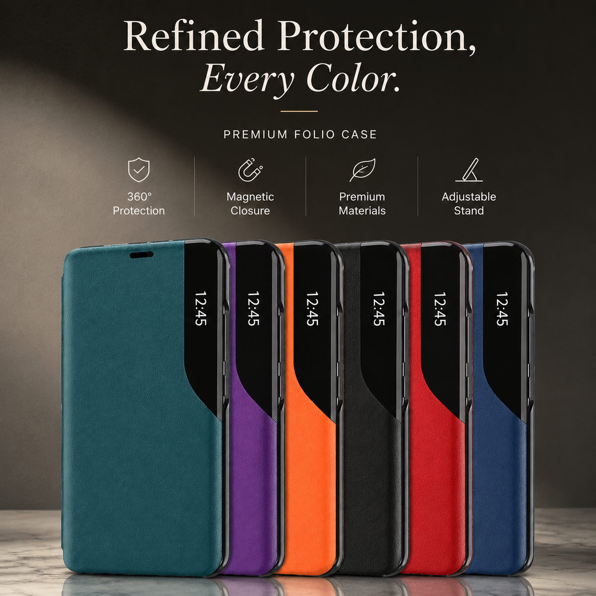 Premium iPhone Case MagSafe Compatible Flip Wallet Cover PU Leather Card Holder Kickstand Shockproof Full Protection Camera Lens Guard Slim Magnetic Design