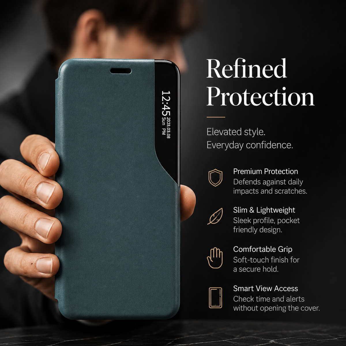 Premium iPhone Case MagSafe Compatible Flip Wallet Cover PU Leather Card Holder Kickstand Shockproof Full Protection Camera Lens Guard Slim Magnetic Design