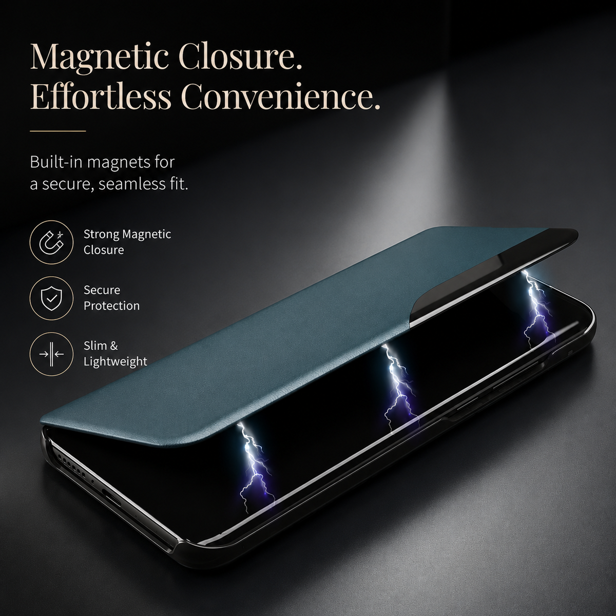 Premium iPhone Case MagSafe Compatible Flip Wallet Cover PU Leather Card Holder Kickstand Shockproof Full Protection Camera Lens Guard Slim Magnetic Design
