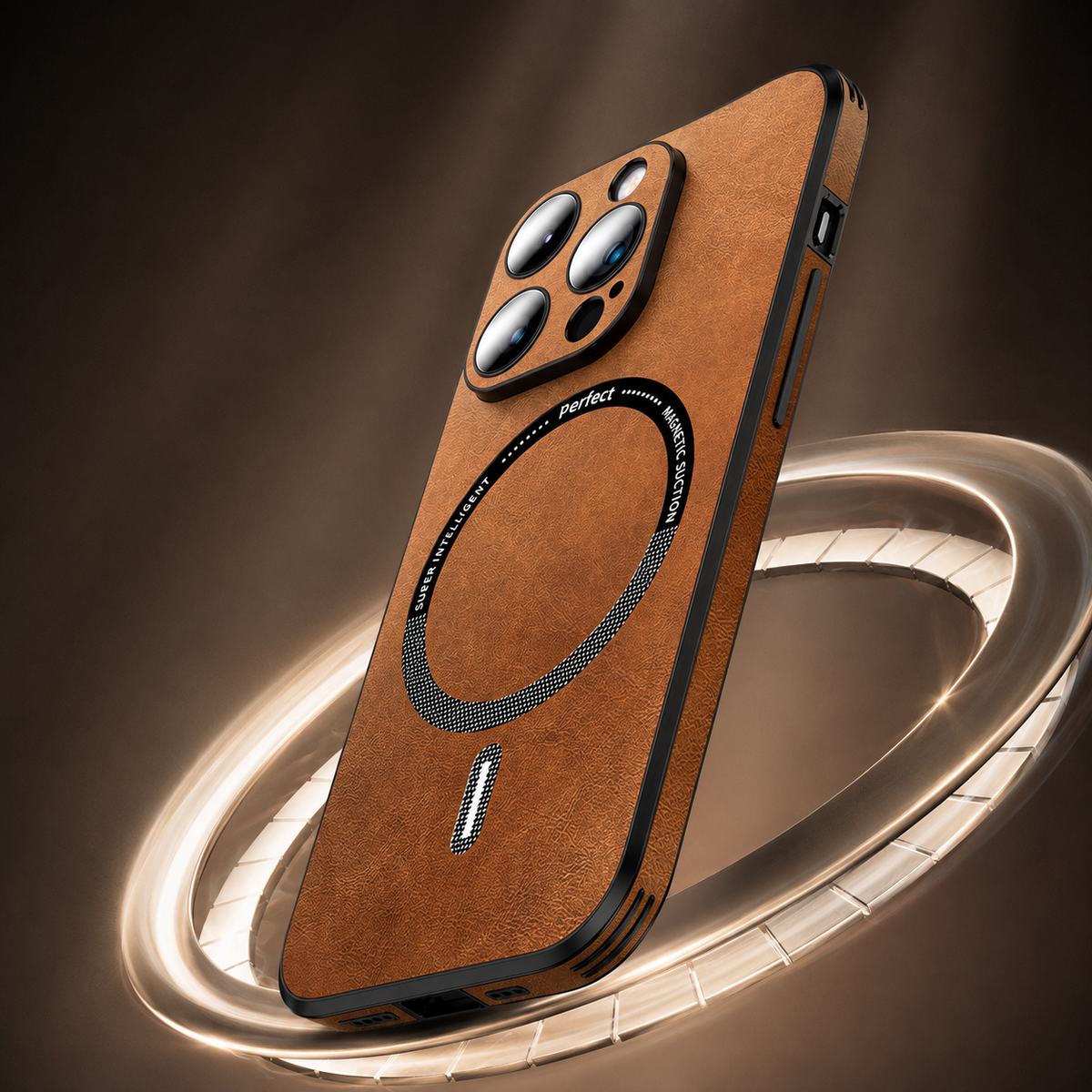 Premium iPhone Case MagSafe Compatible Genuine Leather Shockproof Protective Cover Camera Lens Protection Magnetic Slim Design Soft Touch Grip