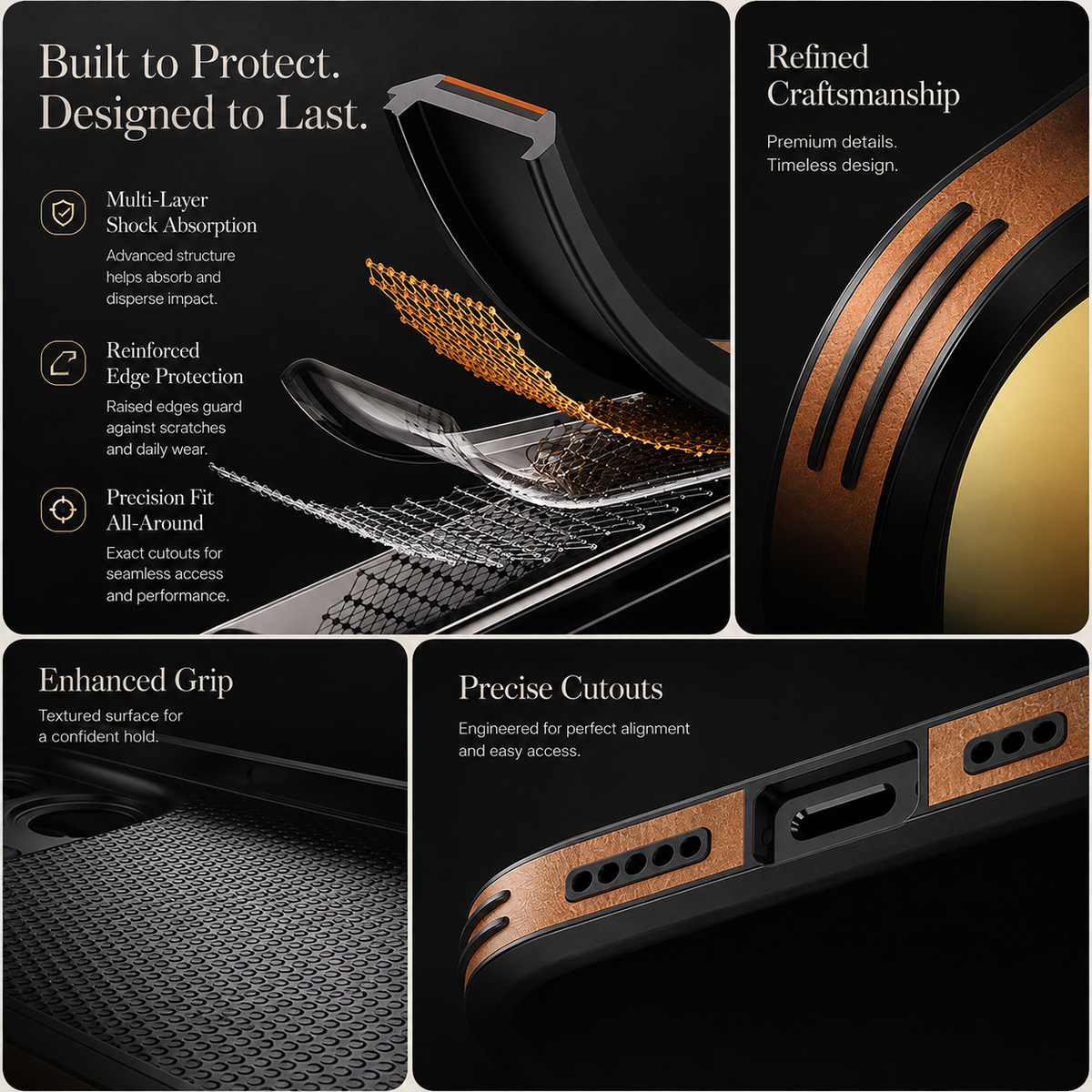 Premium iPhone Case MagSafe Compatible Genuine Leather Shockproof Protective Cover Camera Lens Protection Magnetic Slim Design Soft Touch Grip