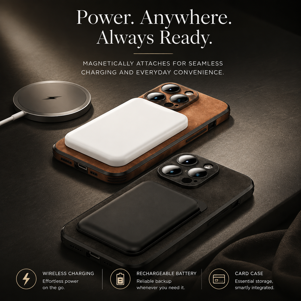 Premium iPhone Case MagSafe Compatible Genuine Leather Shockproof Protective Cover Camera Lens Protection Slim Magnetic Design Soft Touch Grip