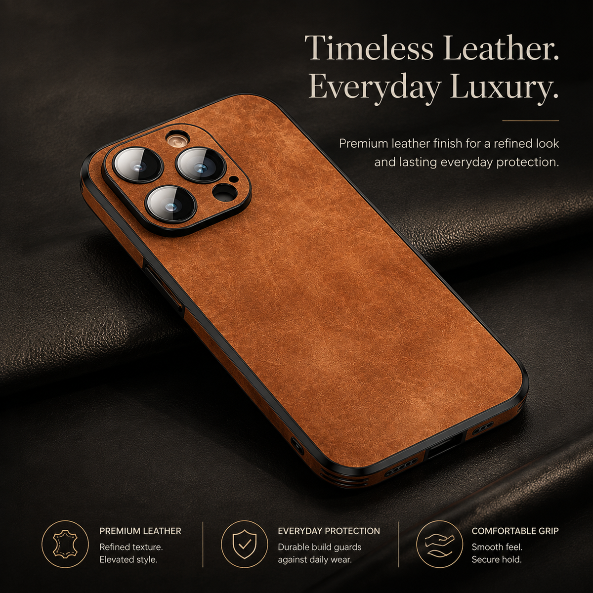 Premium iPhone Case MagSafe Compatible Genuine Leather Shockproof Protective Cover Camera Lens Protection Slim Magnetic Design Soft Touch Grip