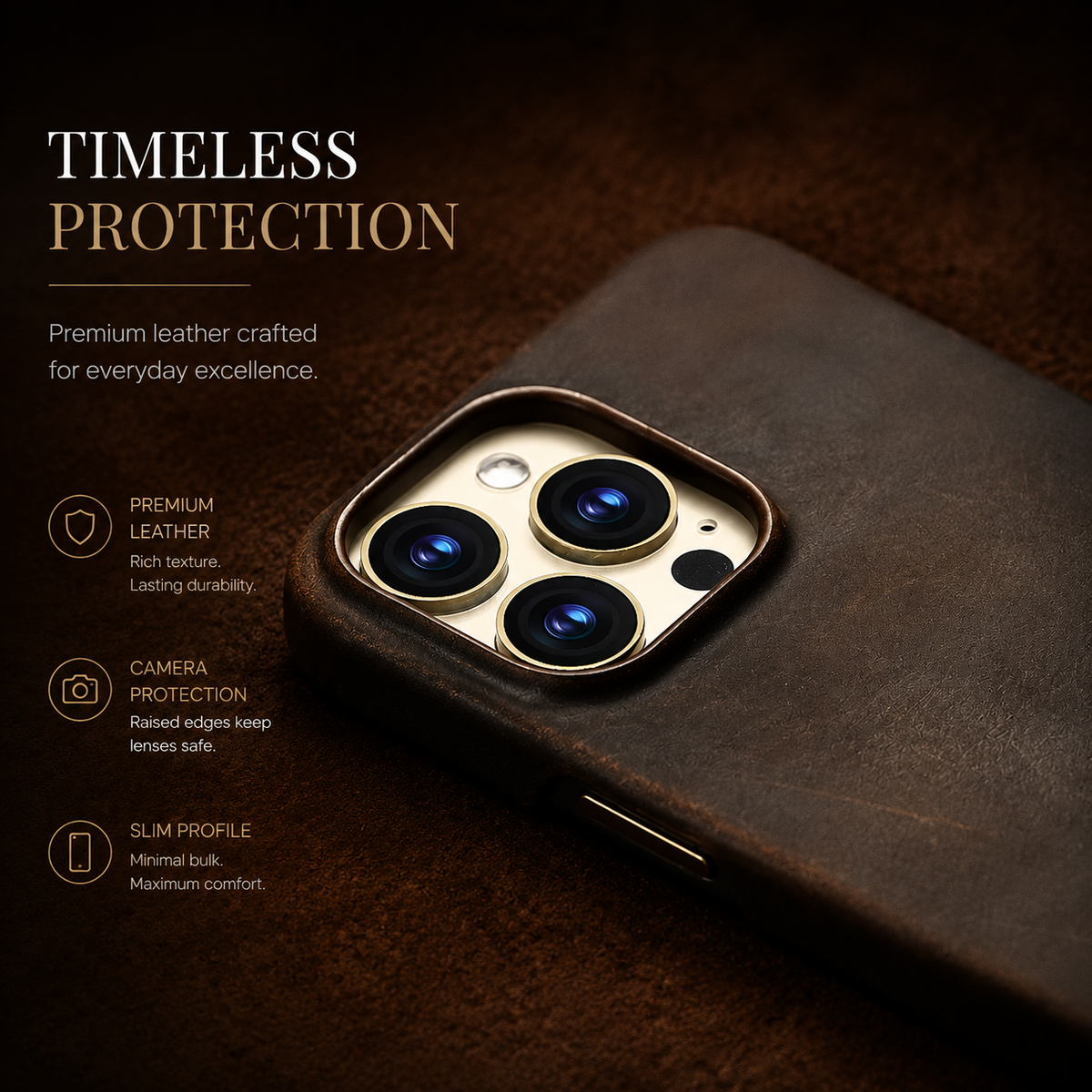 Premium iPhone Case MagSafe Compatible Genuine Leather Shockproof Protective Cover Strap Design Camera Lens Protection Slim Magnetic Carry Strap Design