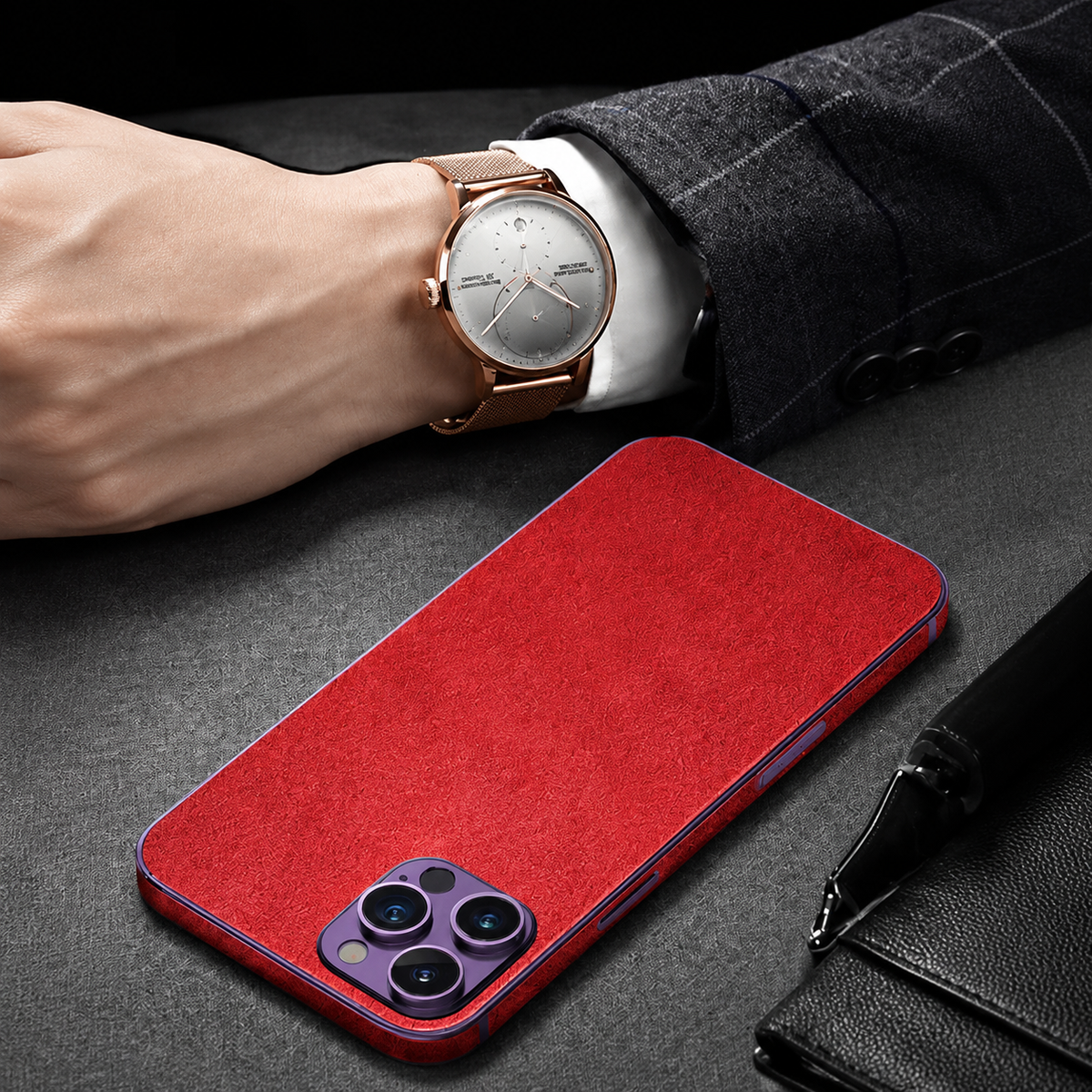 Premium iPhone Case MagSafe Compatible Genuine Leather Shockproof Protective Cover Strap Design Camera Lens Protection Slim Magnetic Carry Strap Design