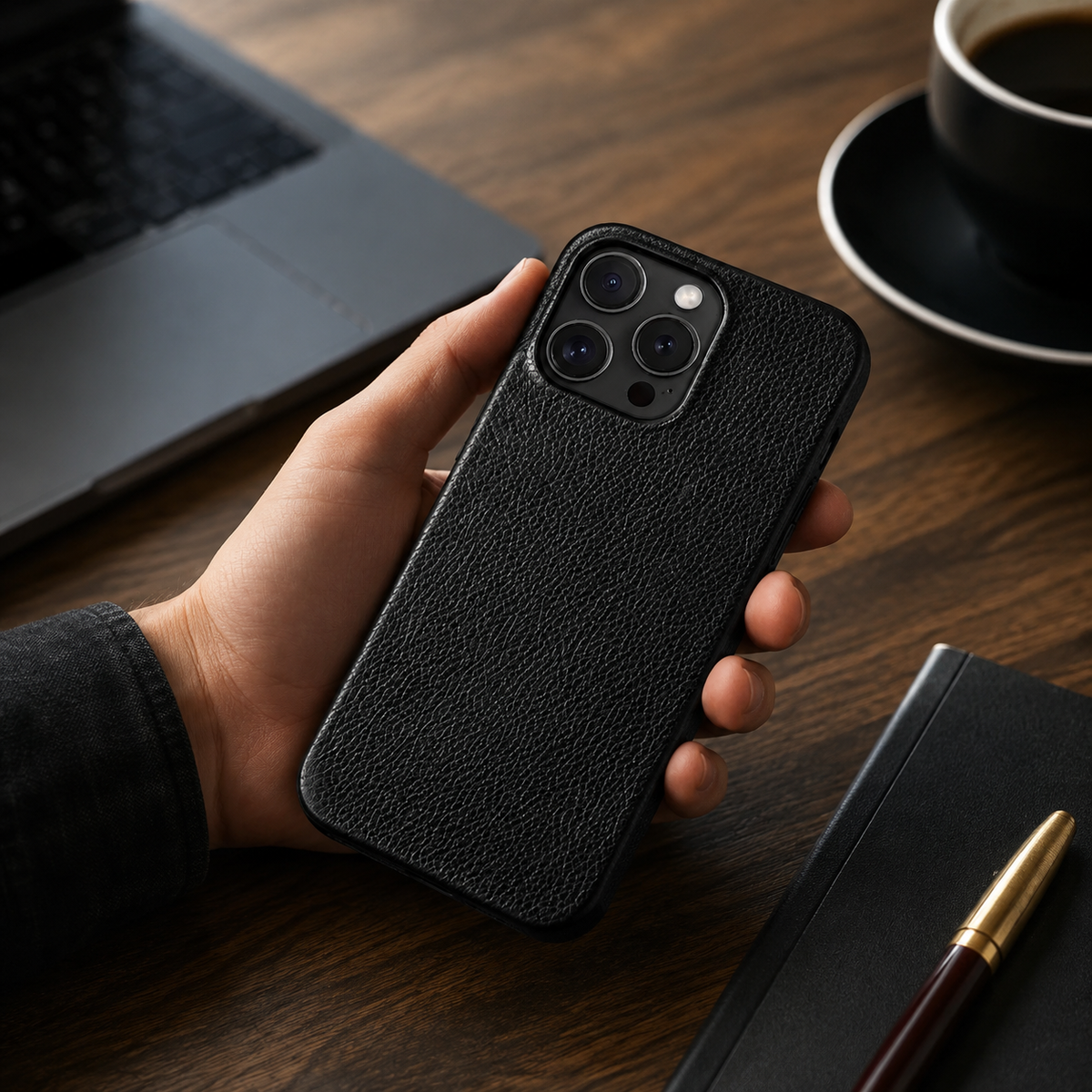 Premium iPhone Case MagSafe Compatible Genuine Leather Shockproof Protective Cover Strap Design Camera Lens Protection Slim Magnetic Carry Strap Design