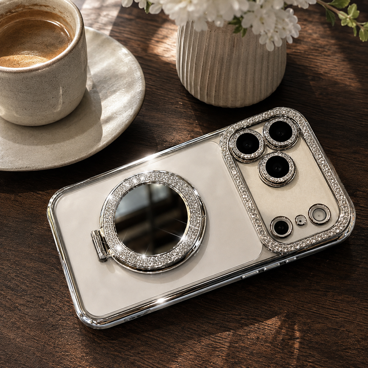 Premium iPhone Case MagSafe Compatible Glitter Clear Protective Cover Diamond Mirror Shockproof Anti Scratch Anti Fingerprint Slim Camera Protection Non Slip