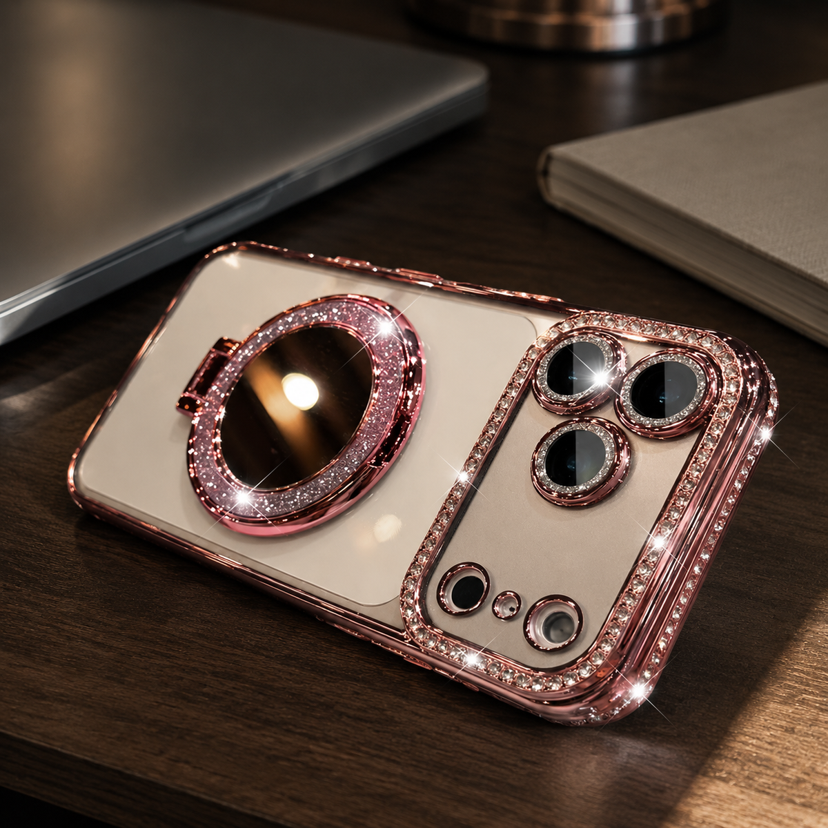 Premium iPhone Case MagSafe Compatible Glitter Clear Protective Cover Diamond Mirror Shockproof Anti Scratch Anti Fingerprint Slim Camera Protection Non Slip