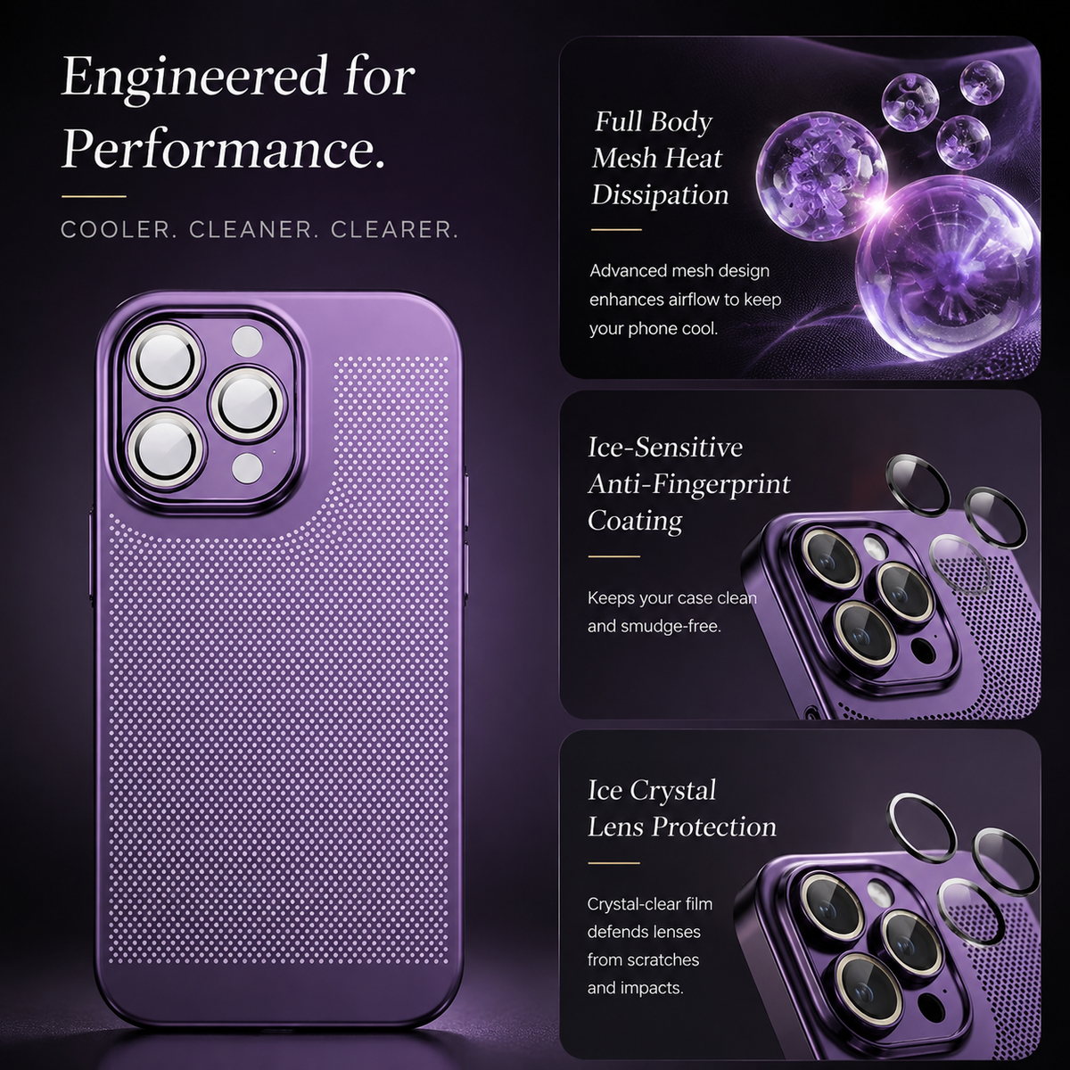 Premium iPhone Case MagSafe Compatible Honeycomb Texture Heat Dissipation Shockproof Protective Cover Camera Lens Protection Slim Design
