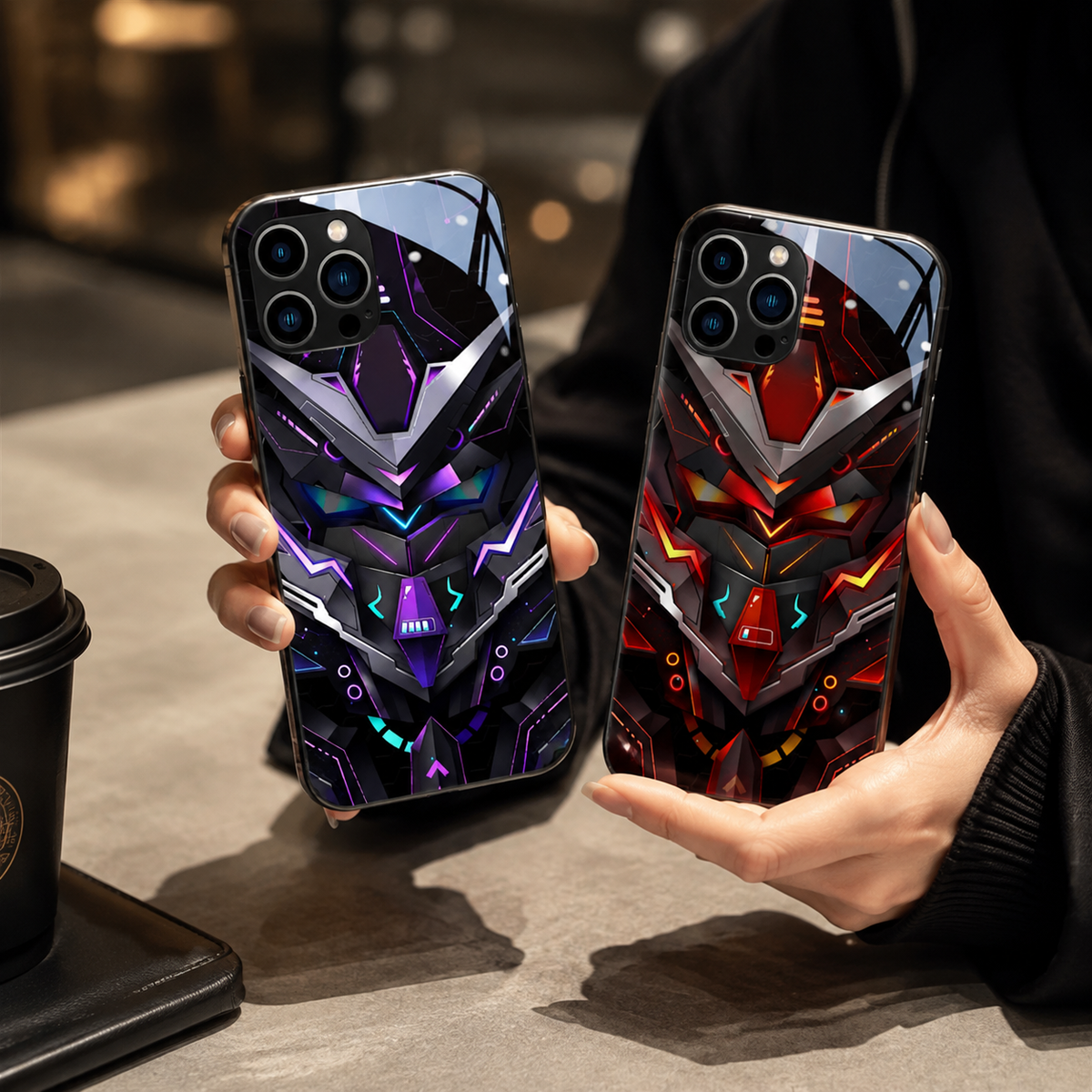 Premium iPhone Case MagSafe Compatible LED Notification Light Shockproof Protective Cover Mecha Design Camera Lens Protection Ultra Thin Slim Design