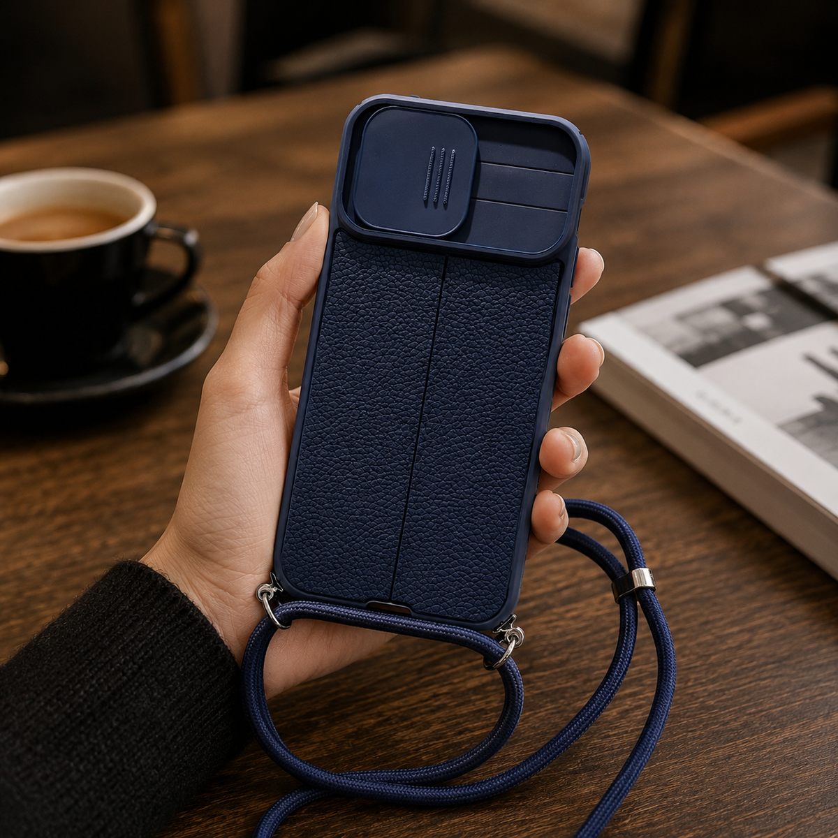Premium iPhone Case MagSafe Compatible Leather Texture Sliding Camera Cover Shockproof Protective Cover Camera Lens Protection Slim Magnetic Design