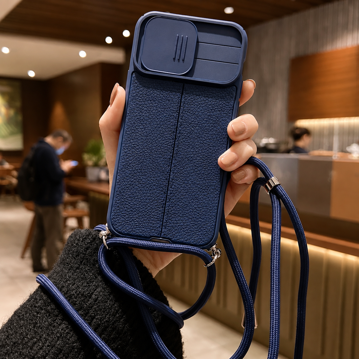 Premium iPhone Case MagSafe Compatible Leather Texture Sliding Camera Cover Shockproof Protective Cover Camera Lens Protection Slim Magnetic Design