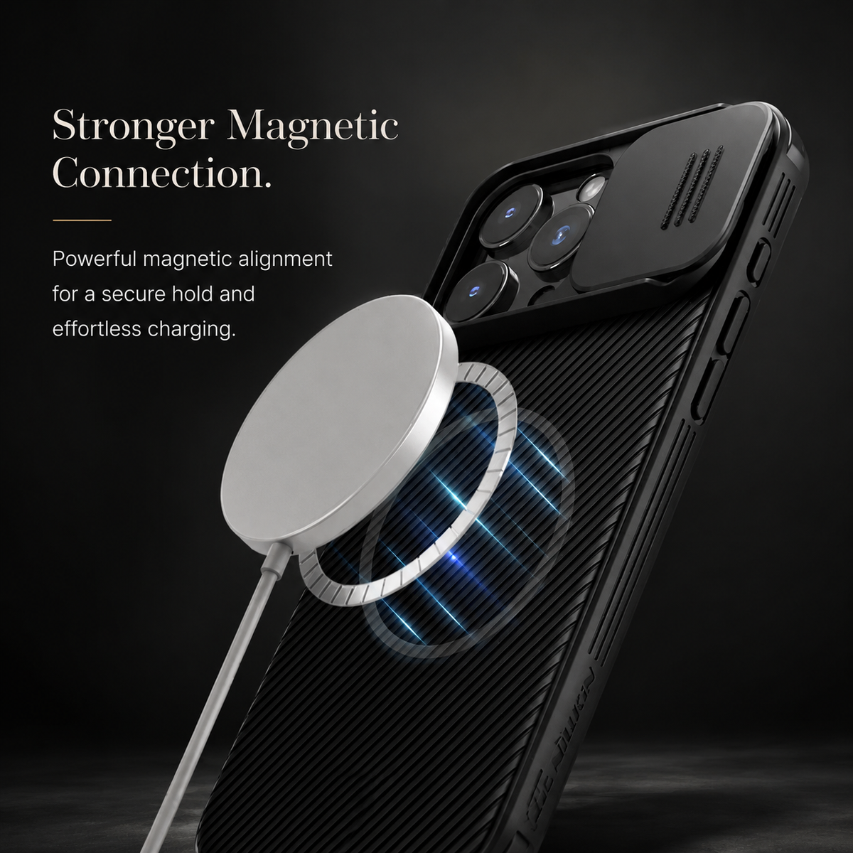Premium iPhone Case MagSafe Compatible Leather Texture Sliding Camera Cover Shockproof Protective Cover Camera Lens Protection Slim Magnetic Design