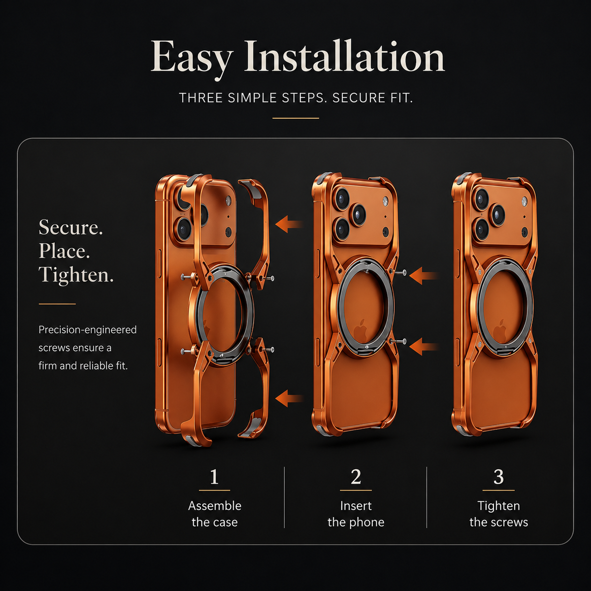 Premium iPhone Case MagSafe Compatible Magnetic Bumper Aluminum Alloy Frame 360° Rotating Ring Stand Shockproof Edge Protection Camera Lens Guard Slim Design