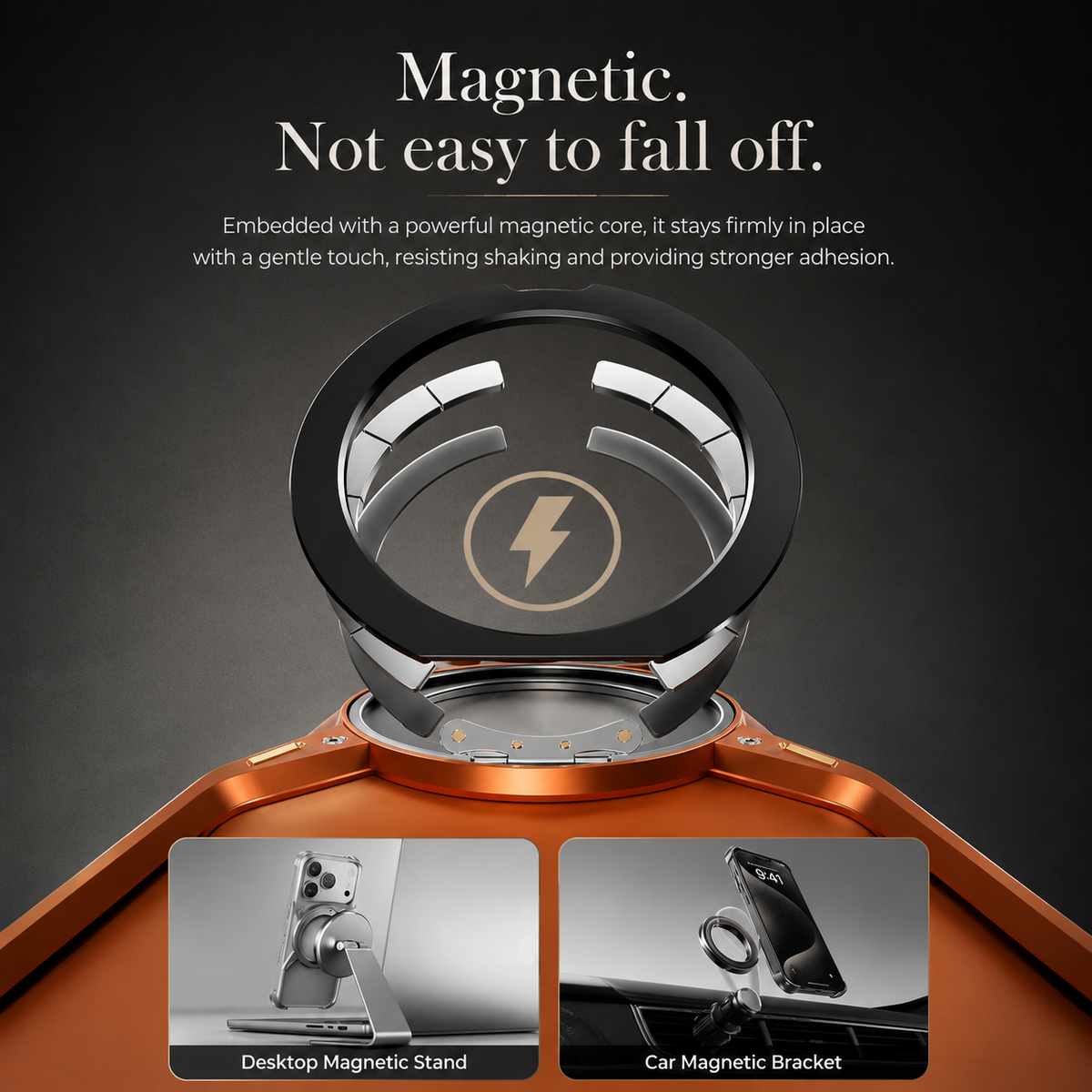 Premium iPhone Case MagSafe Compatible Magnetic Bumper Aluminum Alloy Frame 360° Rotating Ring Stand Shockproof Edge Protection Camera Lens Guard Slim Design