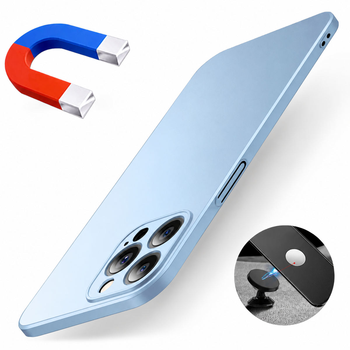 Premium iPhone Case MagSafe Compatible Magnetic Car Mount Matte Shockproof Protective Cover Camera Lens Protection Ultra Thin Slim Design