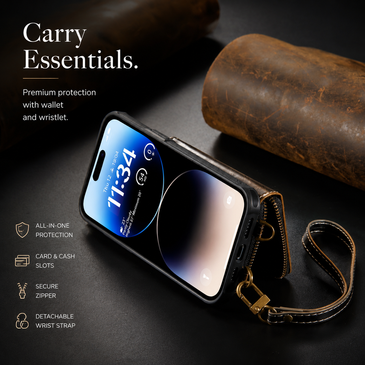 Premium iPhone Case MagSafe Compatible Magnetic Crossbody Wallet Cover PU Leather Card Holder Strap Stand Shockproof Full Protection Slim Design