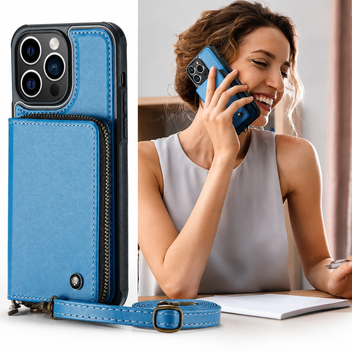 Premium iPhone Case MagSafe Compatible Magnetic Crossbody Wallet Cover PU Leather Card Holder Strap Stand Shockproof Full Protection Slim Design