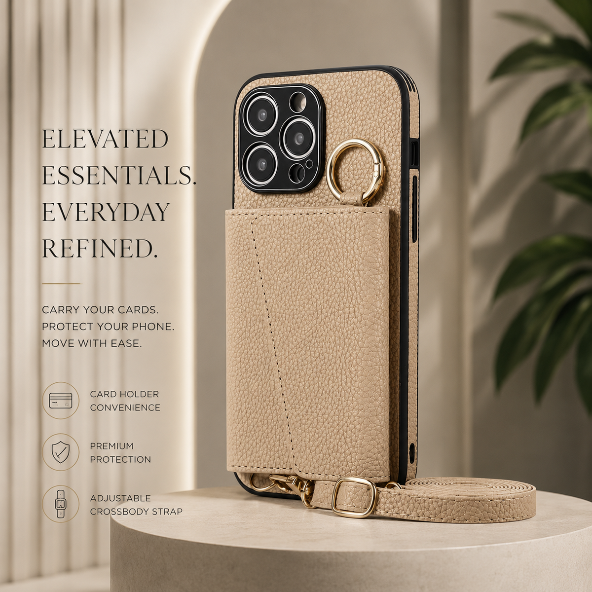 Premium iPhone Case MagSafe Compatible Magnetic Crossbody Wallet Cover PU Leather Card Slots Finger Ring Buckle Strap Shockproof Full Protection Slim Design