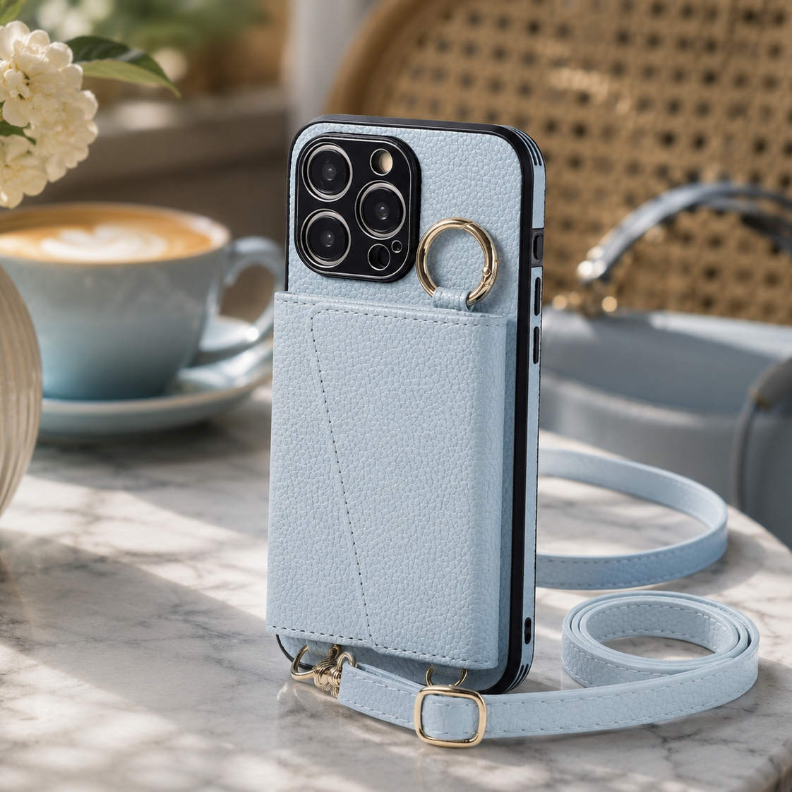 Premium iPhone Case MagSafe Compatible Magnetic Crossbody Wallet Cover PU Leather Card Slots Finger Ring Buckle Strap Shockproof Full Protection Slim Design