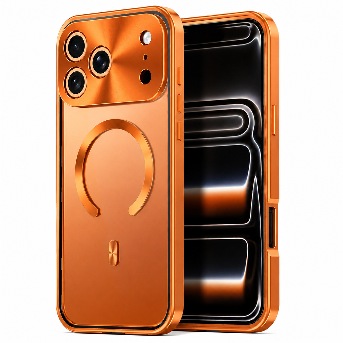 Premium iPhone Case MagSafe Compatible Magnetic Protective Cover Aluminum Frame Privacy Screen Protector Clear Back Shockproof Camera Lens Guard Slim Design